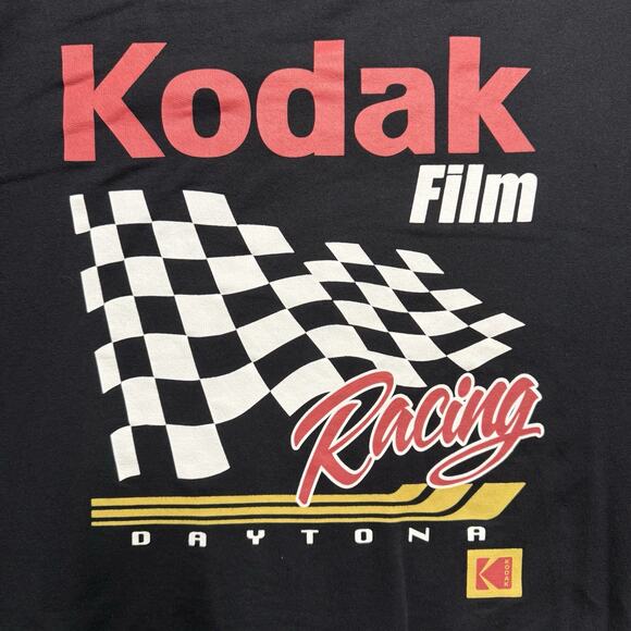 Kodak Film Racing Logo Sweatshirt Juniors Youth XL Black Daytona Fleece - Picture 2 of 6